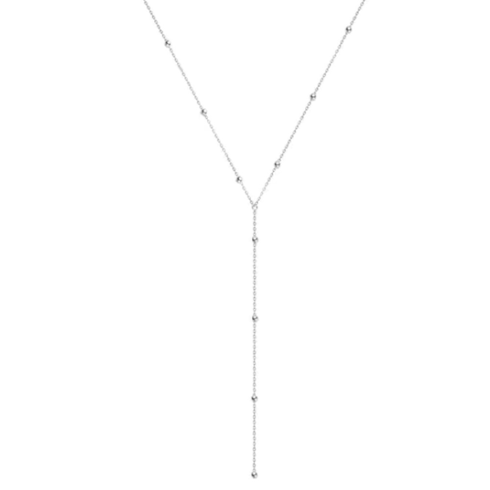 925 Sterling Silver Sparking Tassel Fine Delicate Chain Choker - Picture 3 of 3